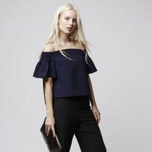 Topshop Off The Shoulder Elastane Navy